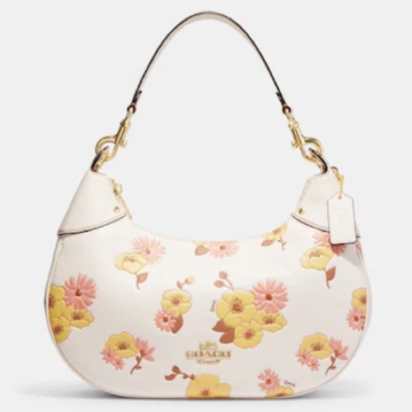 Coach Bags Coach Mara Hobo Floral Leather Top Zip White Crossbody